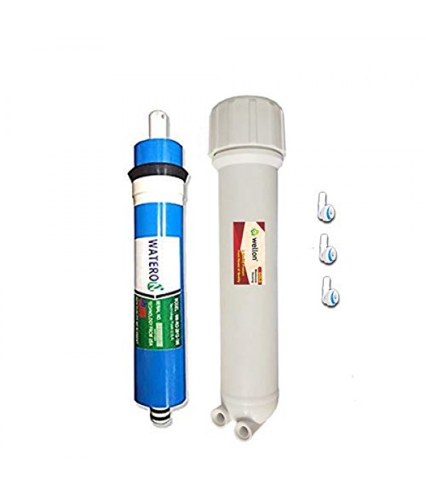 Wellon Wateron 100 GPD Membrane (Works Till 2000 TDS)+ Double O Ring Membrane Housing Suitable for All Types of Domestic Water Purifier