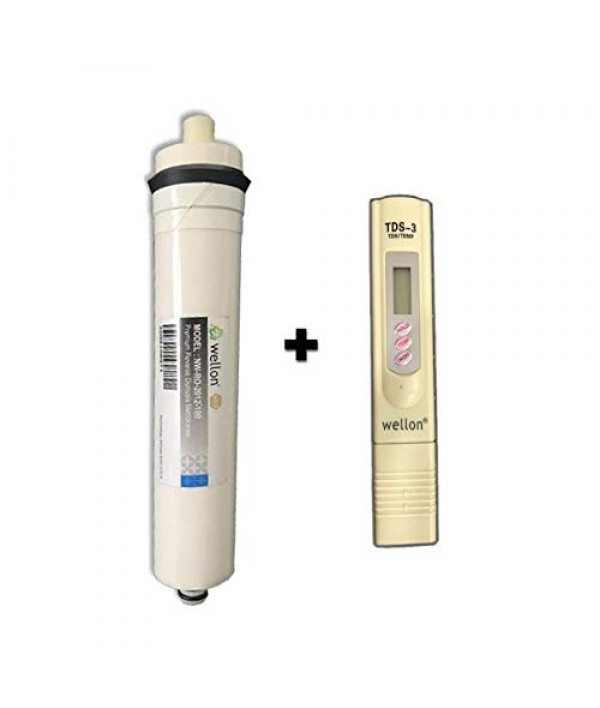 Wellon Polyurethane 100 GPD RO Membrane and Digital LED TDS Meter for Water Purifier (Gold)