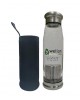 WELLON ANTIOXIDANT ALKALINE GLASS WATER BOTTLE BPA FREE & HYGIENIC and Portable Carry Case – 650ml (Silver)