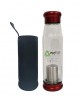 WELLON ANTIOXIDANT ALKALINE GLASS WATER BOTTLE BPA FREE & HYGIENIC and Portable Carry Case – 650ml (Red)