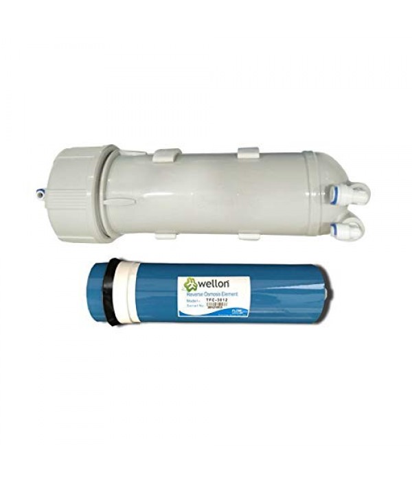Wellon 300 GPD Membrane (Works Till 2000 TDS) + Wellon 300 GPD Membrane Housing with C Clamp and Elbow Connectors for 40, 50, 100 & 150 Liter Water Purifiers.