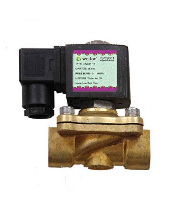 Wellon AC220V 1/2" Brass Electric Solenoid Valve for Industrial & Commercial Water Purifiers