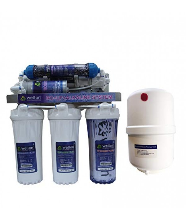 Wellon 15 LPH Under-Sink RO+UF+ Alkaline Water Purifier + Wellon Pressure Storage Tank - 10 Ltrs