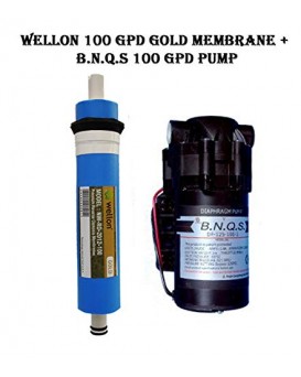 WELLON BNQS 100 GPD Pump + WELLON Gold 100 GPD RO Membrane (Works Till 2000 TDS) Fully Original Product for Water Purifier
