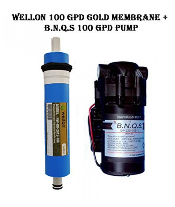 WELLON BNQS 100 GPD Pump + WELLON Gold 100 GPD RO Membrane (Works Till 2000 TDS) Fully Original Product for Water Purifier