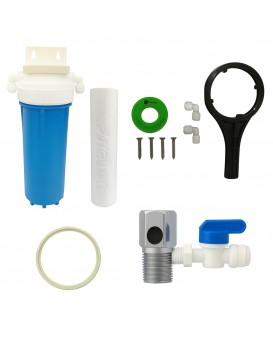 Wellon Pre-Filter Kit for RO Water Purifiers | 10” Housing with Cartridge, Wrench, Inlet Valve, Elbows, Screws, Teflon Tape & O-Ring | Complete Installation Set for RO Systems