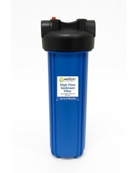 Wellon High-Flow Sediment Filter – 20 Inch Big Blue Whole House Water Filter Cartridge for Large Volume Sediment Filtration – Up to 6 Months Life