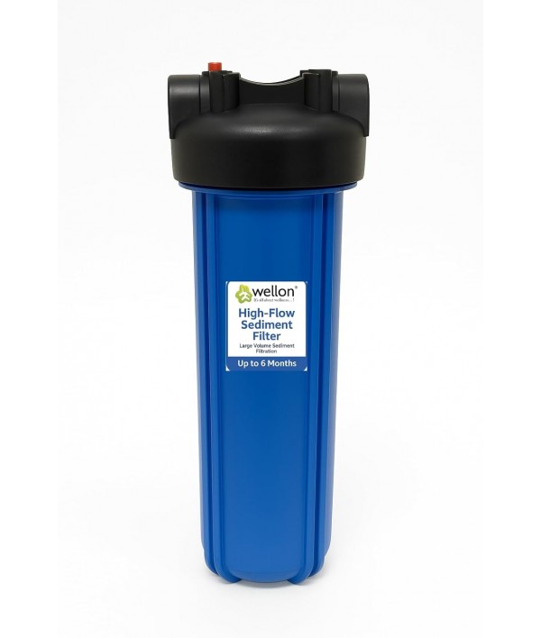 Wellon High-Flow Sediment Filter – 20 Inch Big Blue Whole House Water Filter Cartridge for Large Volume Sediment Filtration – Up to 6 Months Life
