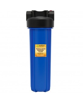 Wellon Taste & Odor Removal Filter – Whole House 20-Inch Big Blue Cartridge – Removes Chlorine, Bad Smell & Chemical Taste – High-Flow Activated Carbon Filter – Up to 12 Months Life