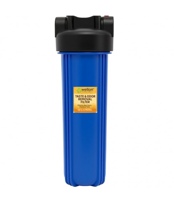 Wellon Taste & Odor Removal Filter – Whole House 20-Inch Big Blue Cartridge – Removes Chlorine, Bad Smell & Chemical Taste – High-Flow Activated Carbon Filter – Up to 12 Months Life