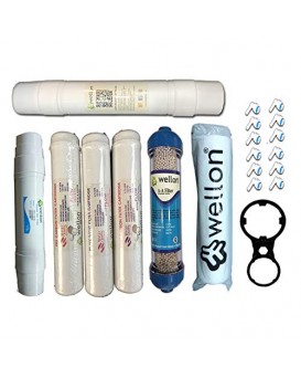 Wellon Inline Sediment Filter + Wellon Inline Carbon Filter + Wellon Sealed RO Filter + Wellon Sealed UF Filter + Wellon Alkaline Filter + Wellon PP Filter + Spanner + Elbows Complete RO+UF+Alkaline System kit suitable for all Water Purifiers