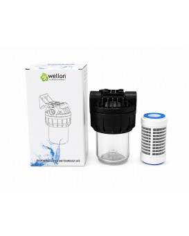 Wellon FirstGuard MainLine Plus 1/2" Whole House Water Filter | Reusable Stainless Steel Mesh + Polyphosphate Scale Protection Filter for Complete Home Water Protection