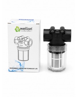 Wellon FirstGuard Mini 3/4" Water Filter | Reusable Stainless Steel Mesh Sediment Filter | Removes Mud, Sand & Rust | Transparent Housing