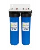 Wellon Main-Line Whole House Water Filtration | Dual 20” Big Blue Filter Housing | Sediment + Antiscalant Cartridge | 1” Inlet/Outlet | Hard Water Softener for Bathroom & Appliance Protection