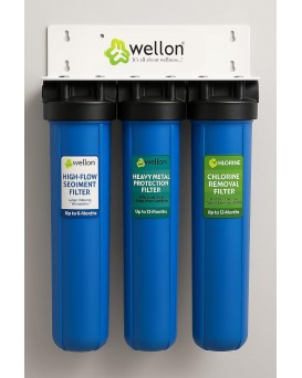 Wellon 3-Stage Heavy Metal & Chlorine Defense Water Filter System – High-Flow Sediment | Heavy Metal | Chlorine Removal