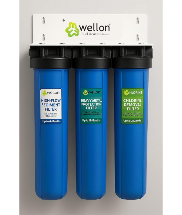 Wellon 3-Stage Heavy Metal & Chlorine Defense Water Filter System – High-Flow Sediment | Heavy Metal | Chlorine Removal