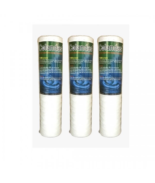 Colandas 10 Inch 10 Micron PP Wound Thread Filter Cartridge Reduce Dust, Must & Rust Suitable for All Types of Water Purifier. (3)