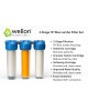 Wellon 3-Stage 10” Blue Water Filter System | Sediment, Carbon & Softening Cartridges | 1” Brass Connection | NSF Certified Softening Media (USA) | Whole House & Appliance Protection
