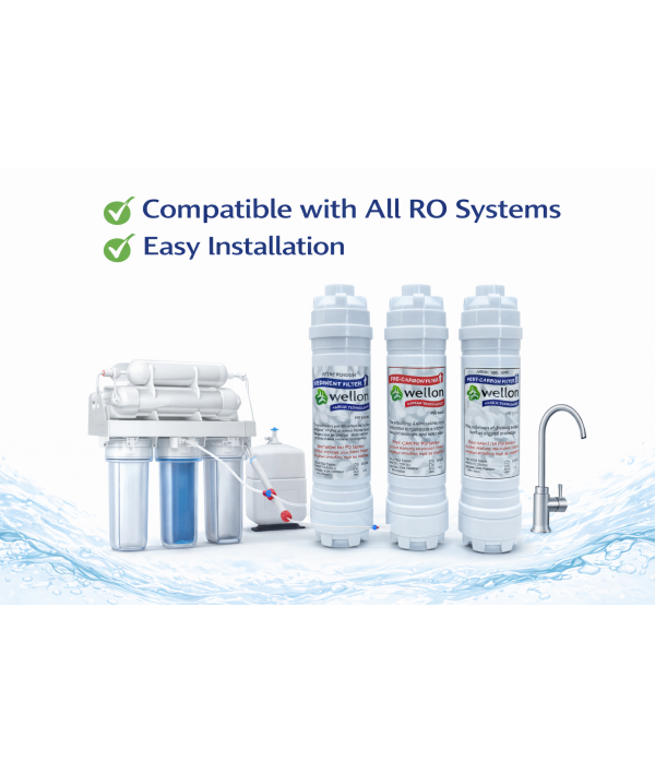 Wellon Inline Filter Set | Sediment + Pre Carbon + Post Carbon | 3 ...