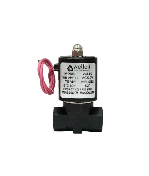 Wellon SV 220V 1/2 inch Plastic Solenoid Valve – Normally Closed (NC), AC 220V