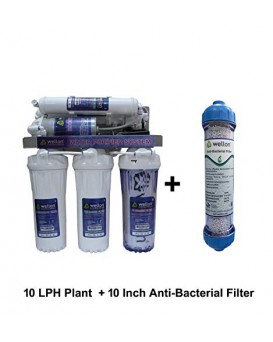 Wellon 10 LPH Openflow Under Sink RO+UF+Anti Bacterial Filter+3 PP Free Water Purifier