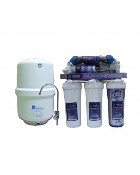 Wellon 10 LPH Under-Sink RO + UF + Alkaline Water Purifier + Kemflo Pressure Storage Tank + Faucet