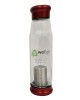 ANTIOXIDANT ALKALINE GLASS WATER BOTTLE BPA FREE & HYGIENIC 650 ml (Red)